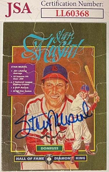 Stan Musial Autographed Signed 1988 Donruss Diamond Kings HOF Puzzle 