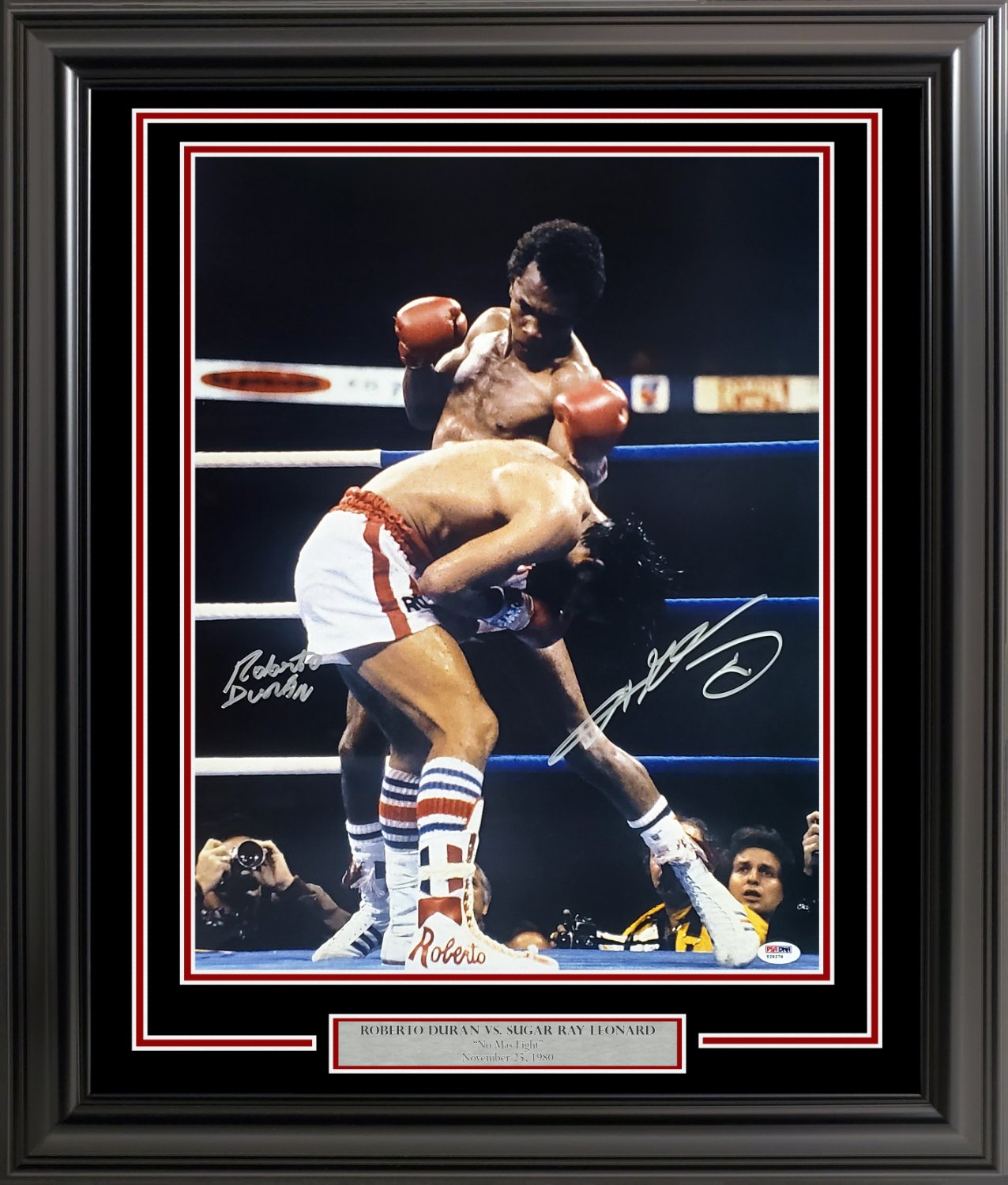 Signed Sugar Ray Leonard and Roberto Duran Autographed 16x20 Photo PSA/DNA Certified