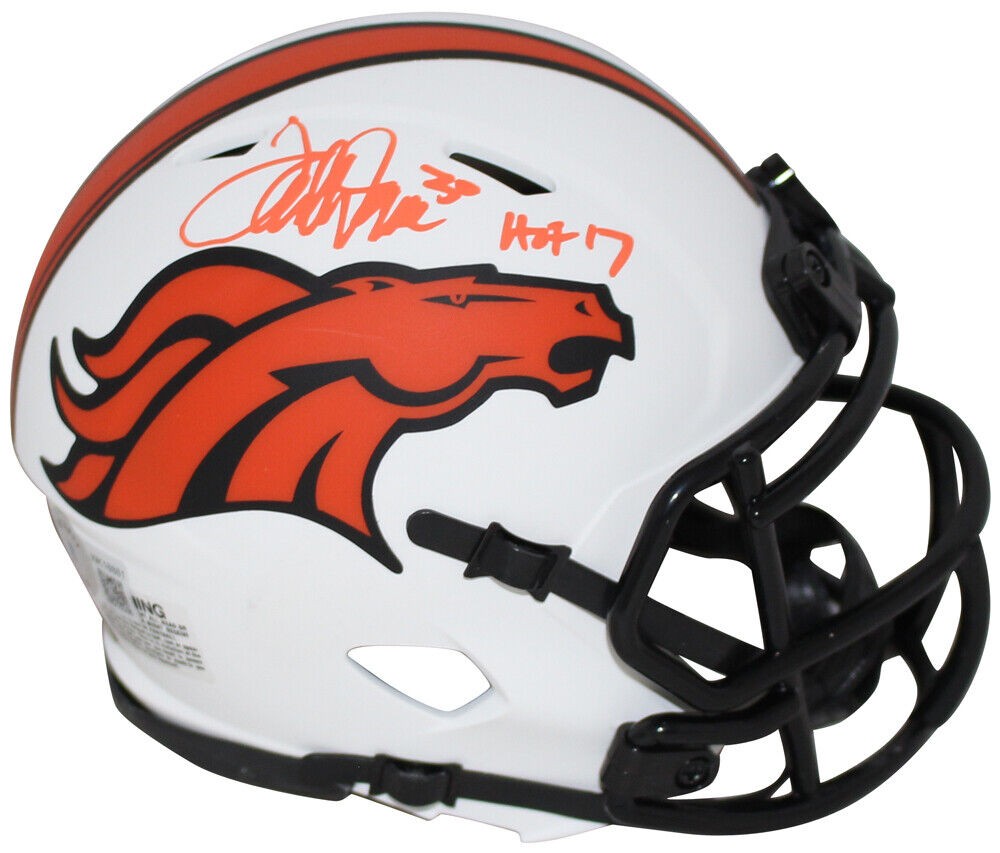 Terrell Davis Autographed Signed Denver Broncos Lunar Mini Helmet HOF  Beckett