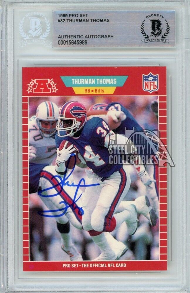 Thurman Thomas Autographed Signed 1989 Pro Set Autograph Rookie Card #32  Beckett