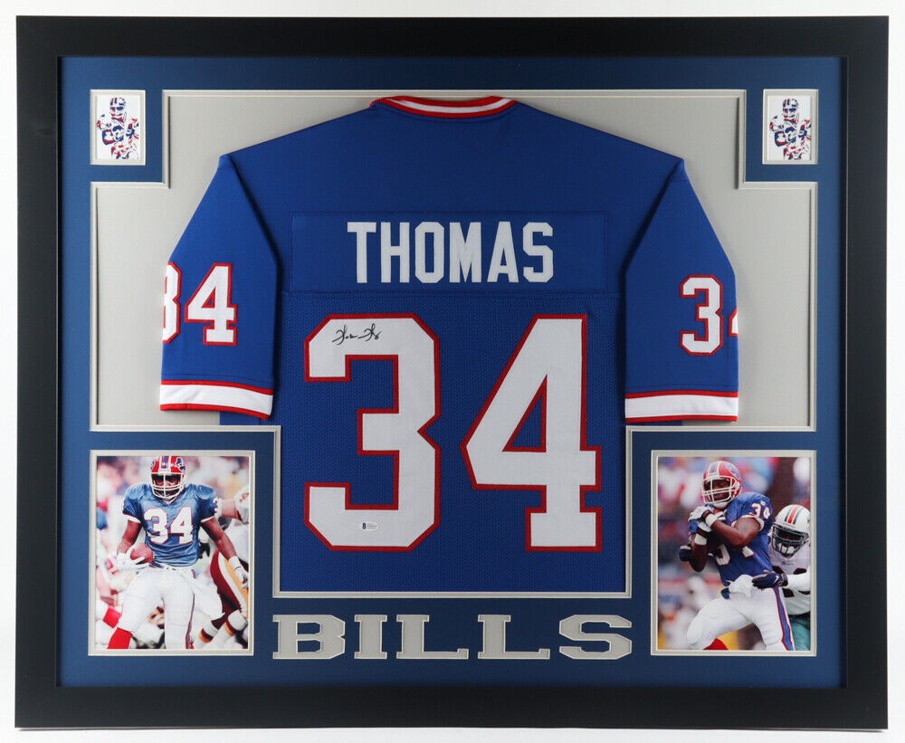 Thurman Thomas Autographed Signed 35X43 Framed Buffalo Bills Jersey  (Beckett) 5Xpro Bowl R.B