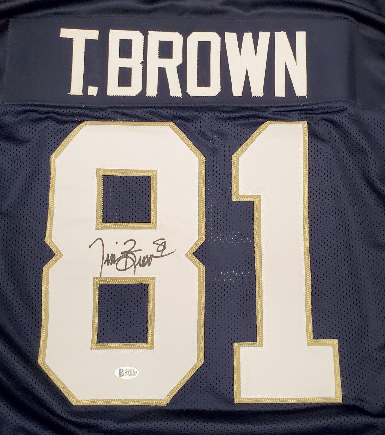 Tim Brown Autographed Signed Notre Dame Fighting Irish Blue Jersey