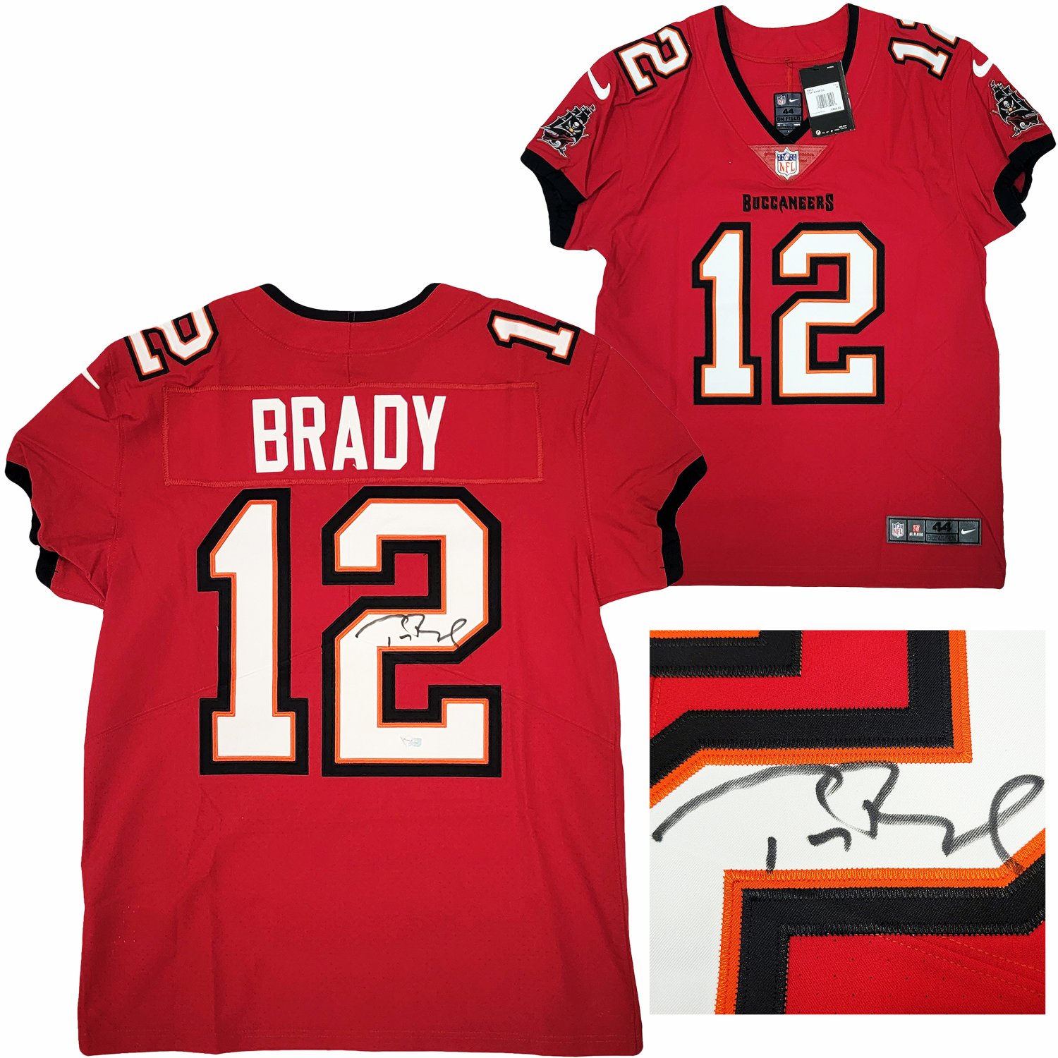 Tom Brady Autographed Signed Tampa Bay Buccaneers Red Nike Elite Jersey  Size 44 Fanatics Holo