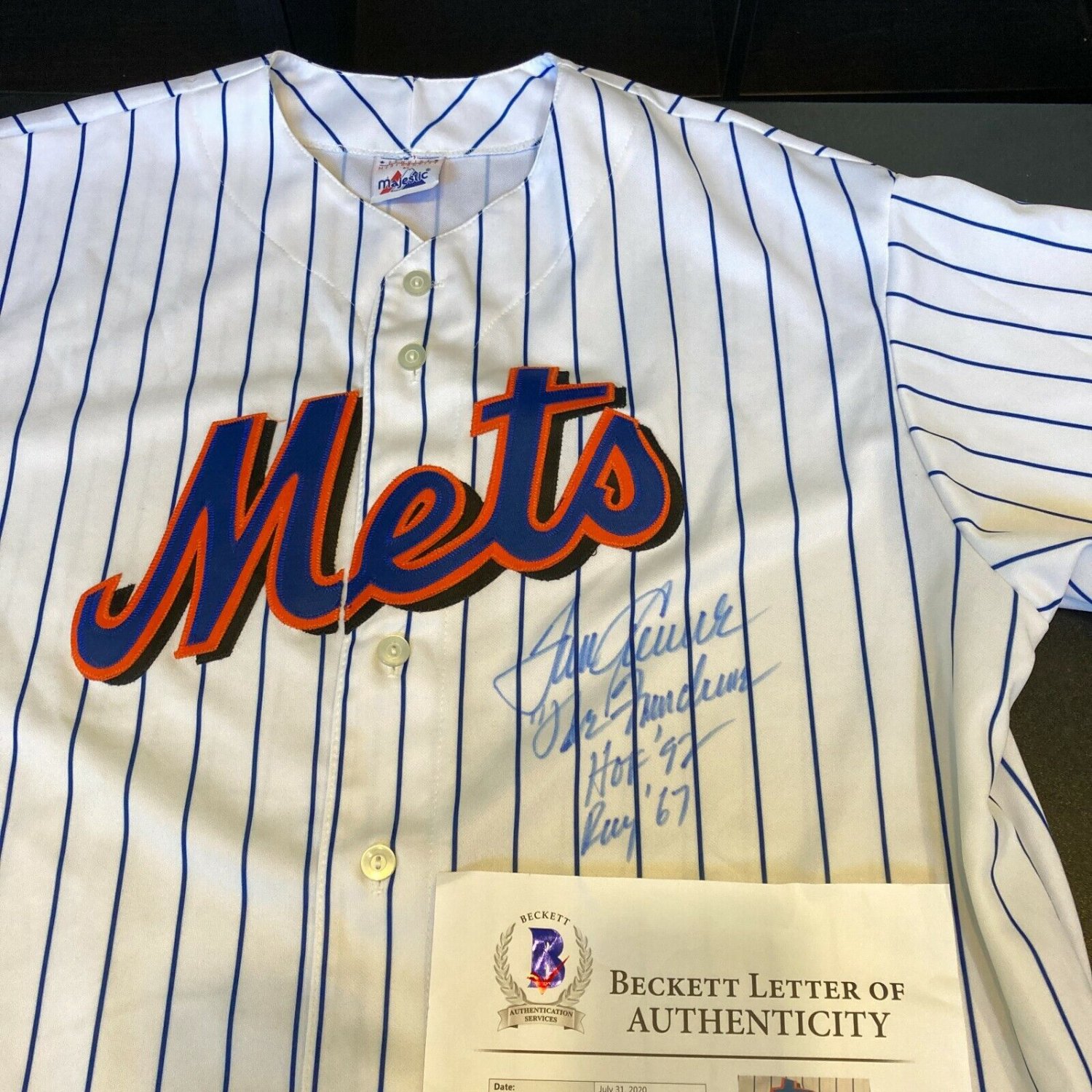 Tom Seaver Tom Terrific Signed Majestic New York Mets Jersey
