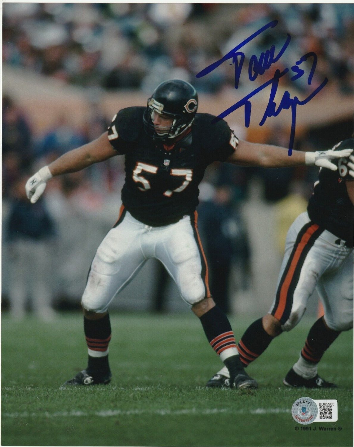 Tom Thayer Autographed Signed Chicago Bears 8X10 Photo With Beckett COA