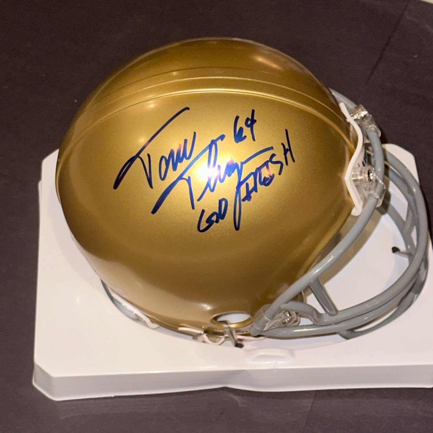 Tom Thayer Autographed Signed Notre Dame Vsr4 Mini-Helmet Beckett (Beckett)  & Inscrip