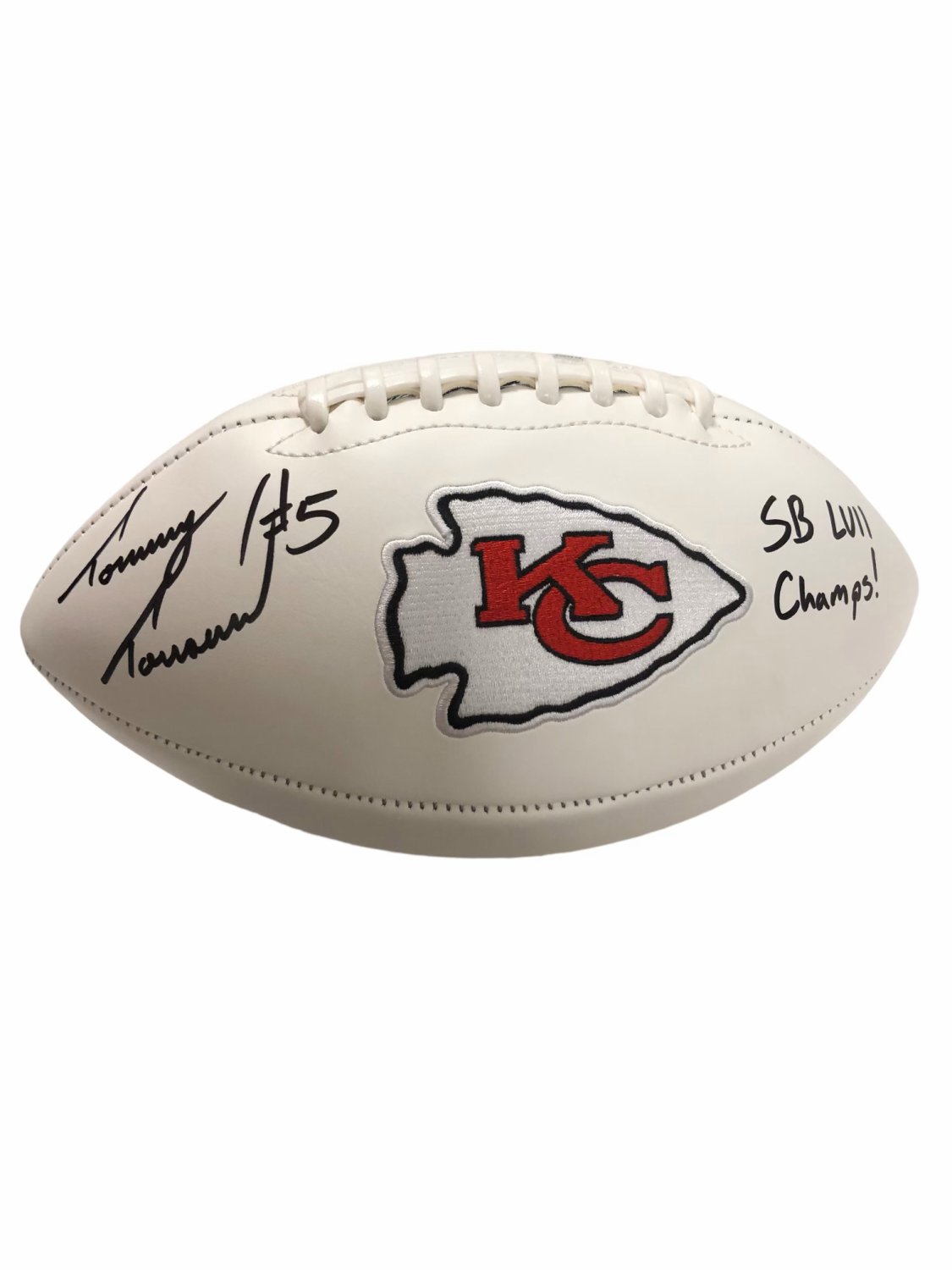 Tommy Townsend Kansas City Chiefs Authentic Autographed Signed White Panel  Super Bowl Commemorative Football with SB LVII Champs! Inscription - JSA  Authentic