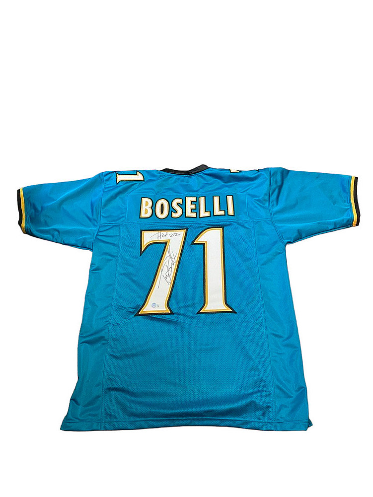 Tony Boselli Autographed Signed Jacksonville Jaguars Teal Custom Jersey  with ''HOF 22' inscription - Beckett Authentic
