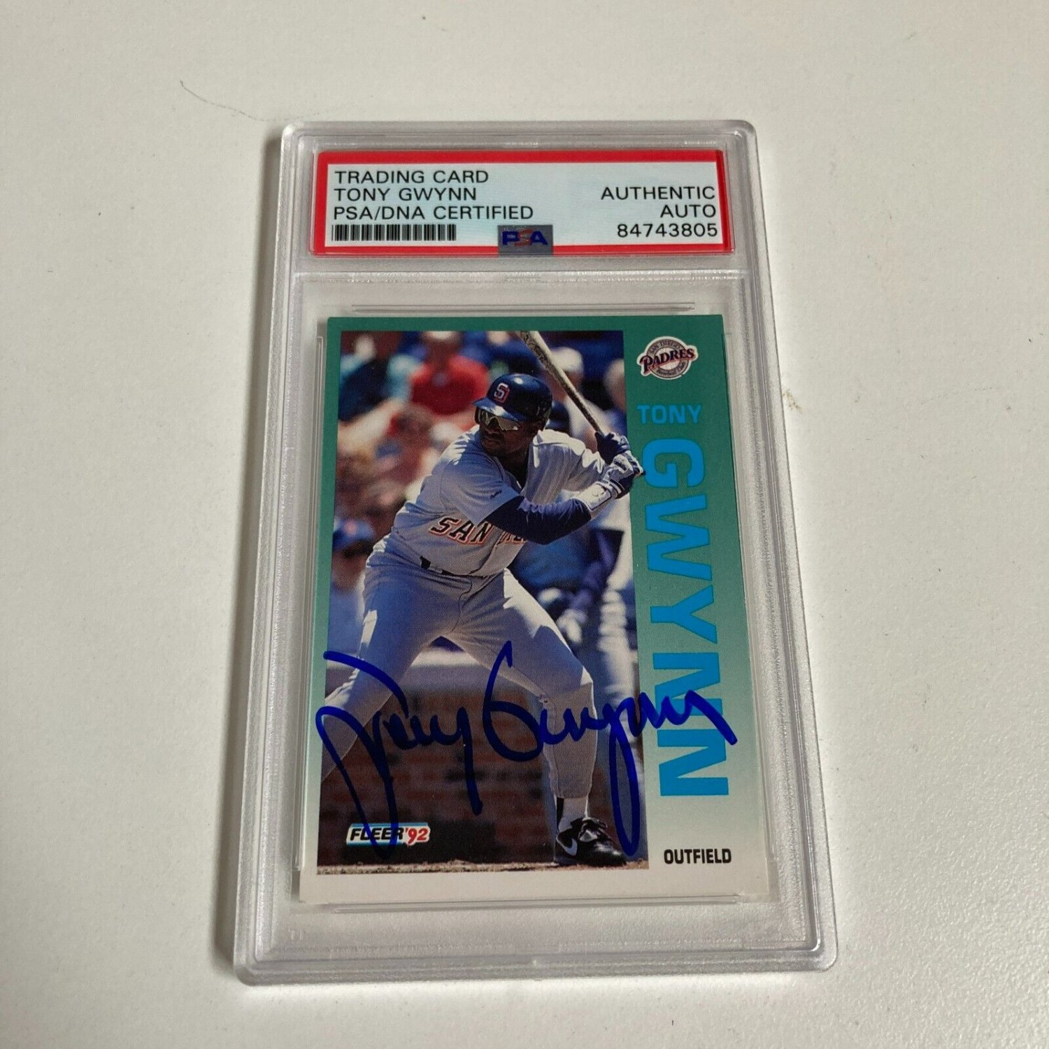 Tony Gwynn Autographed Signed 1992 Fleer Baseball Card PSA DNA