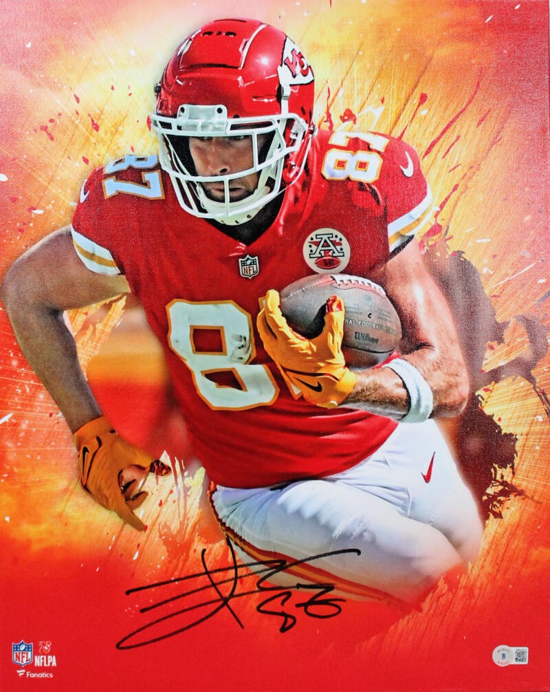 Travis Kelce Autographed Signed Chiefs Framed 16X20 Stretched  Canvas-Beckett W Hologram