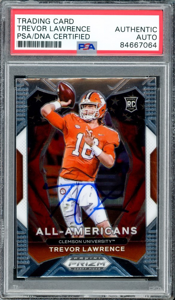 Trevor Lawrence Autographed Signed 2021 Panini Prizm Draft Rookie Card #181  Clemson Tigers PSA/DNA