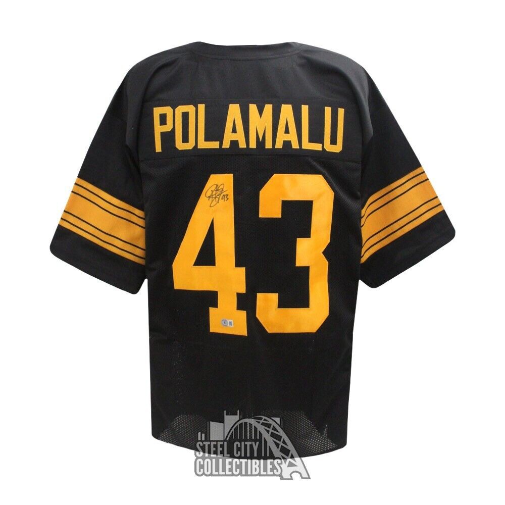 Troy Polamalu Autographed Signed Pittsburgh Custom Color Rush Football  Jersey - Beckett