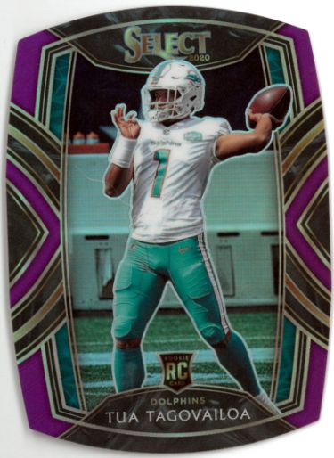 Tua Tagovailoa 2020 Panini Select Club Level Purple Prizm Die Cut Rookie  Card (RC) #245 (Miami Dolphins)