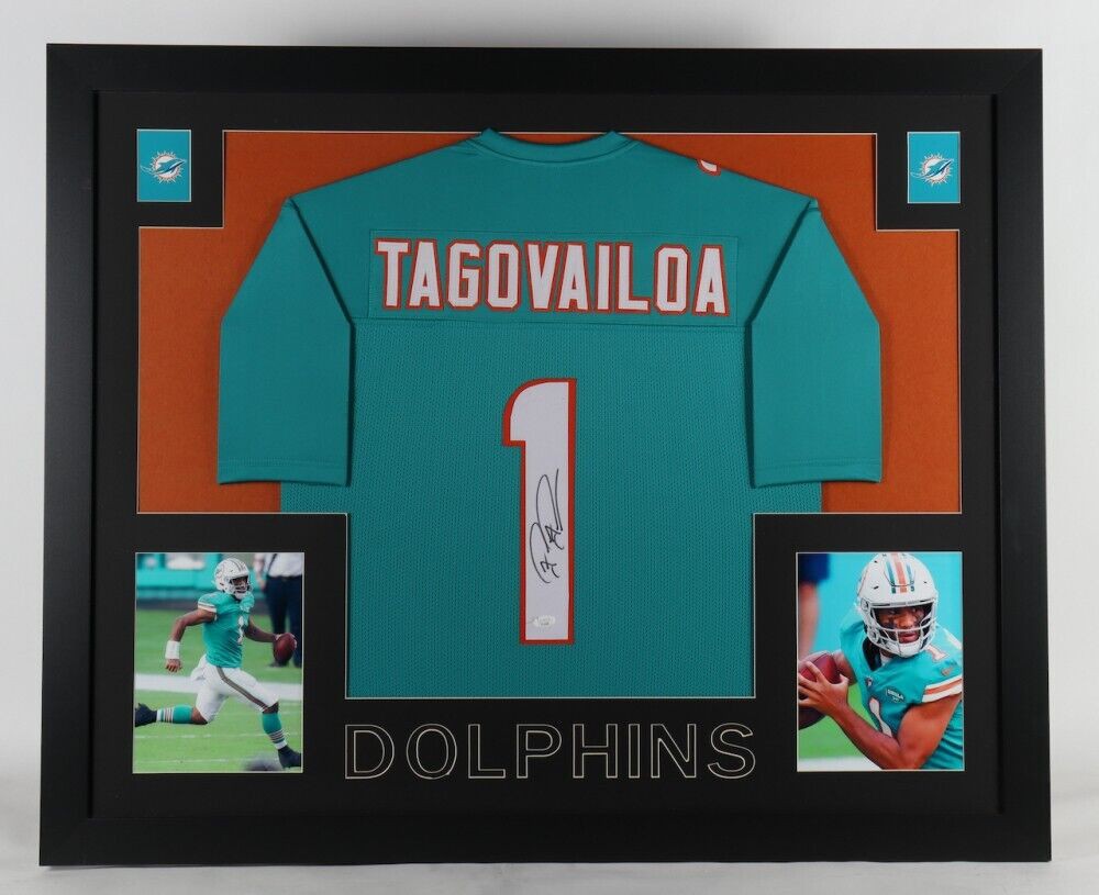 Tua Tagovailoa Autographed Signed Dolphins 43'X35' Framed Jersey (JSA)  Miami #1 Quarterback