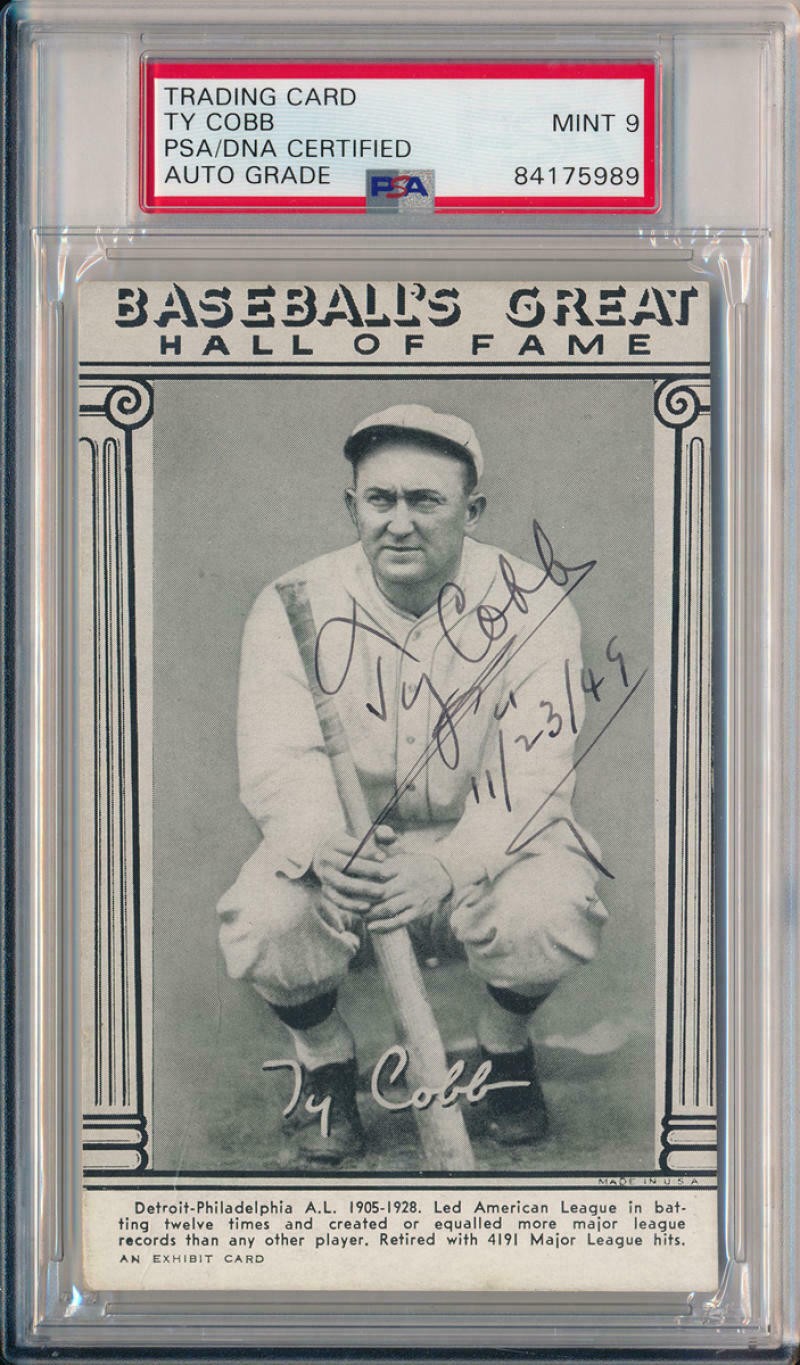 Ty Cobb Autographed Signed 1948 Baseball's Great Hall Of Fame Exhibit