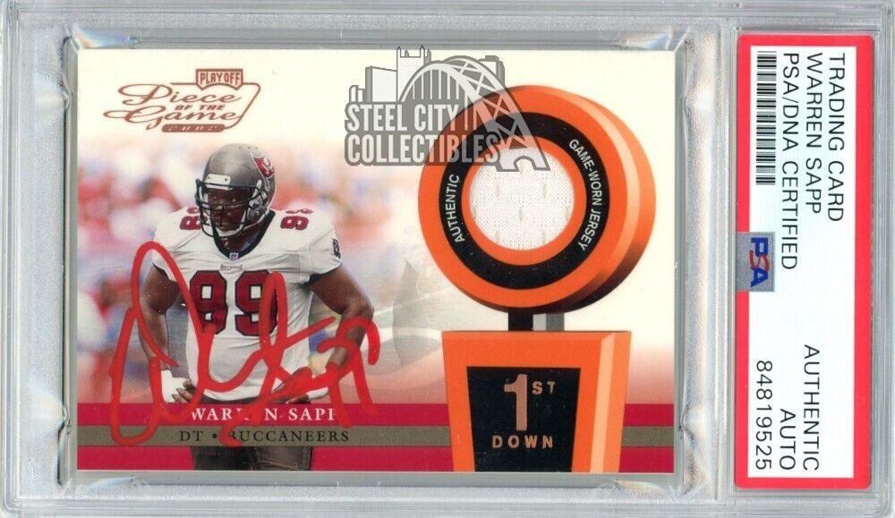 Warren Sapp Autographed Signed 2002 Piece Of The Game Jersey Auto Card /250  #Pog-57 PSA/DNA (Red)