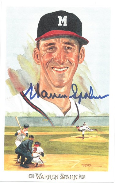 Warren Spahn Autographed Signed 1989 Milwaukee Braves Perez-Steele