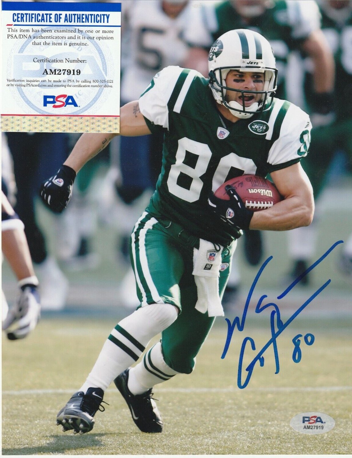 Wayne Chrebet Autographed Signed New York Jets PSA Authenticated Action 8X10