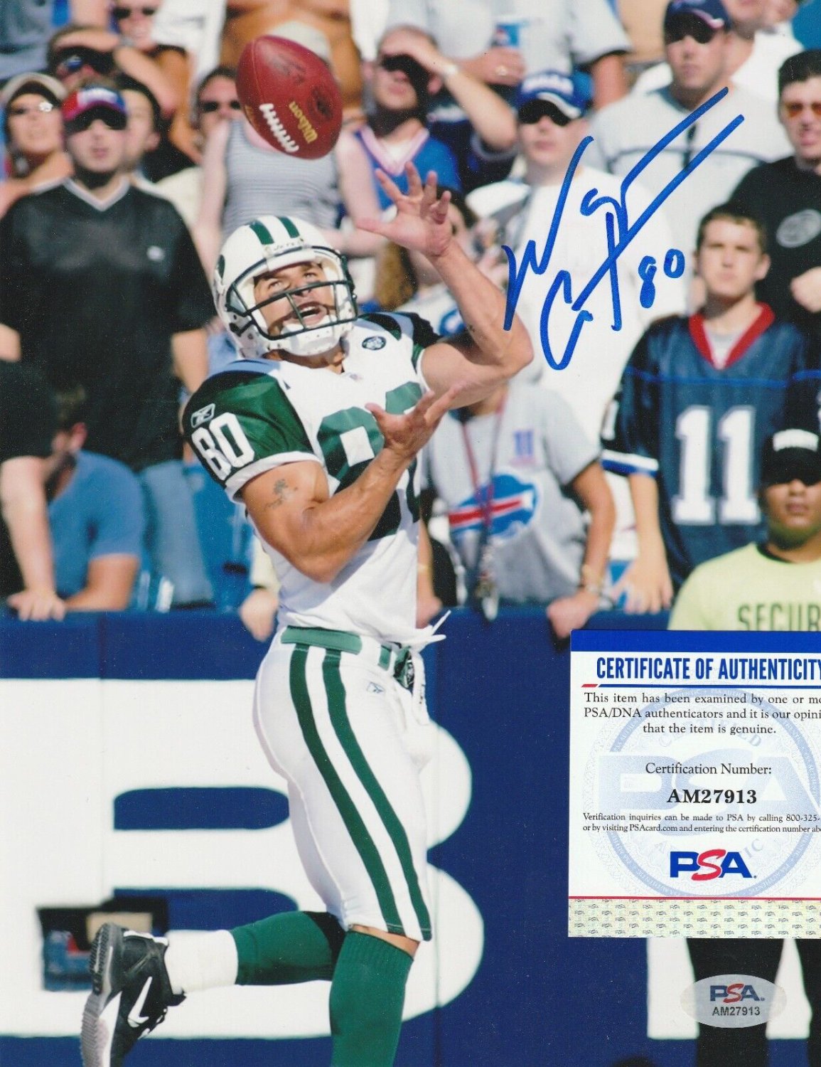 Wayne Chrebet Autographed Signed New York Jets PSA Authenticated Action 8X10