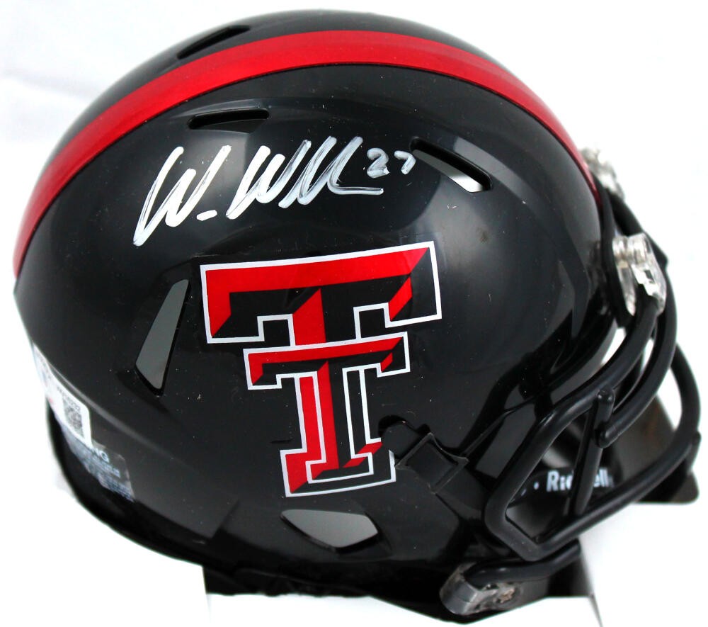 Wes Welker Autographed Signed Texas Tech Speed Mini Helmet-Beckett W  Hologram Silver