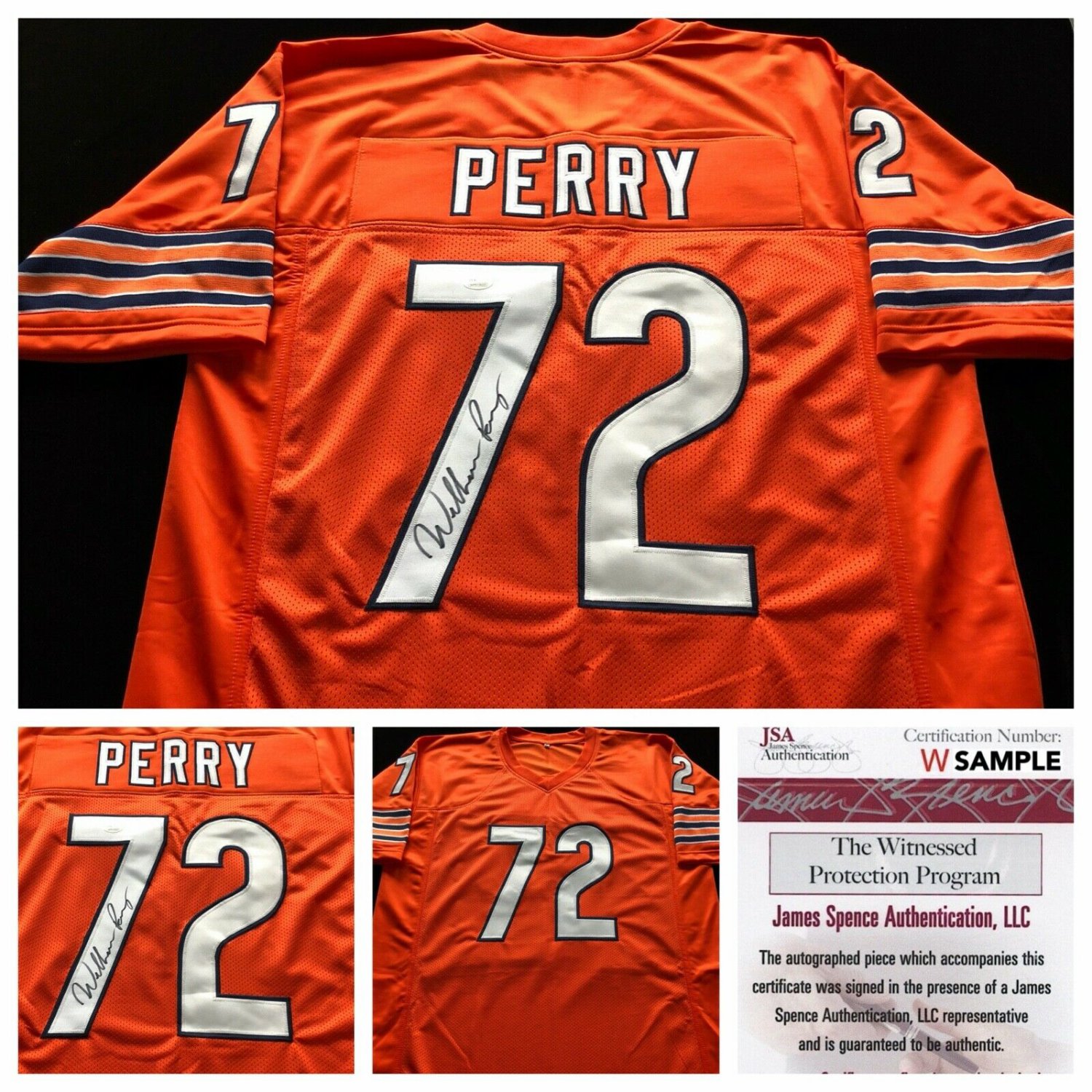 William Perry Autographed Signed Autographed Orange Football Jersey JSA