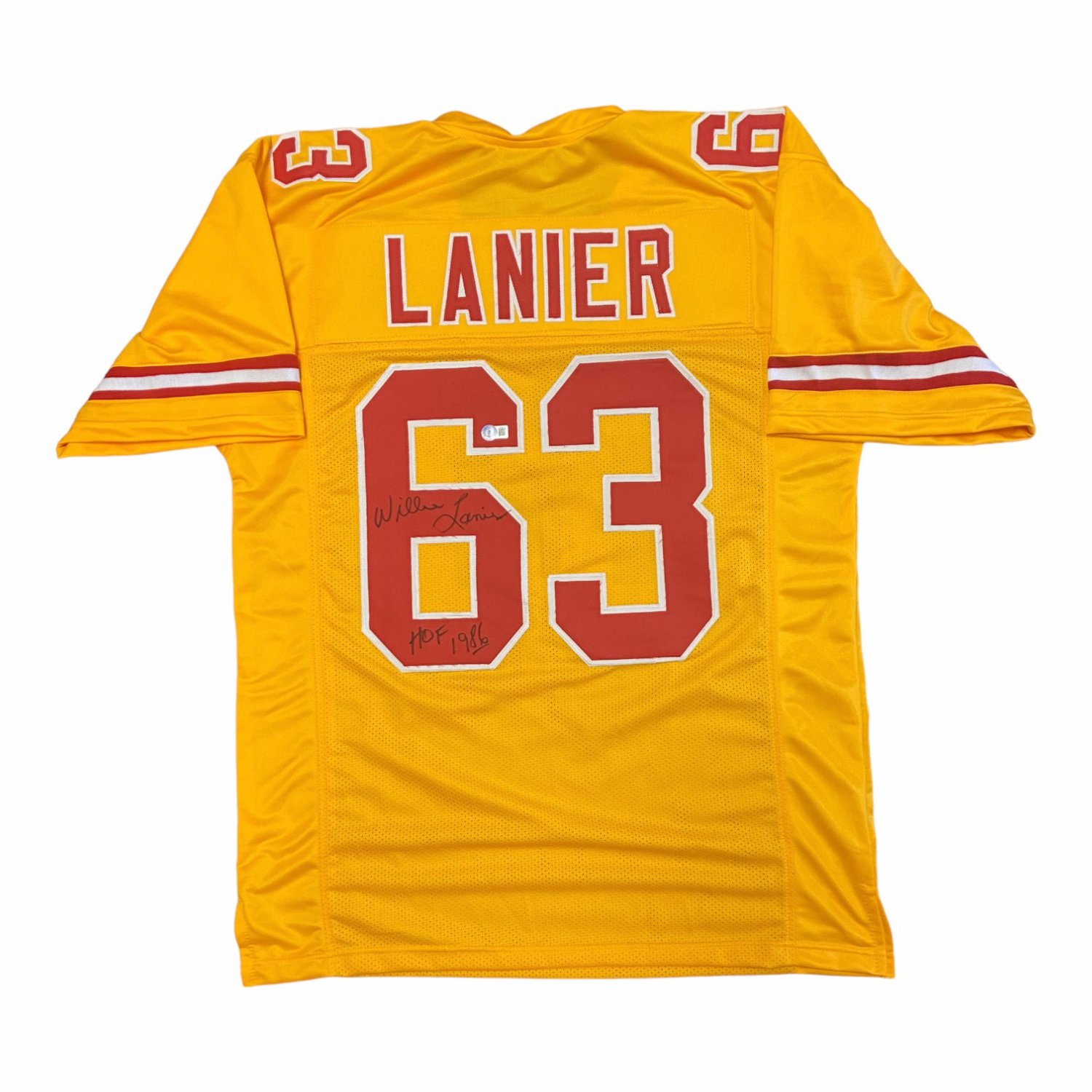 Willie Lanier Autographed Signed Kansas City Chiefs XL Gold Custom Jersey  w/ 'HOF 86' Inscription - Beckett Authentication Services (BAS)