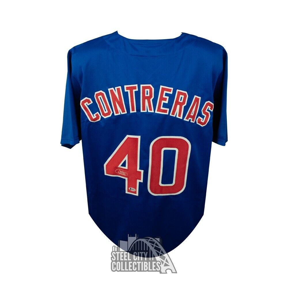 Willson Contreras Autographed Signed Chicago Cubs Custom Blue Baseball  Jersey - Beckett COA