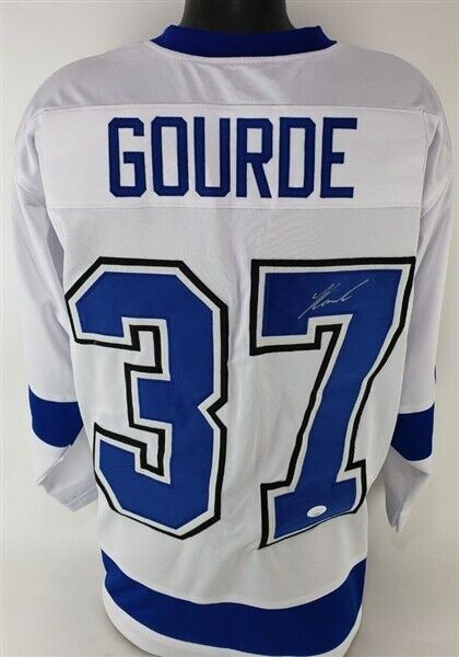 Yanni Gourde Signed Tampa Bay Lightning Jersey (OKAuthentic) 2xStanley –