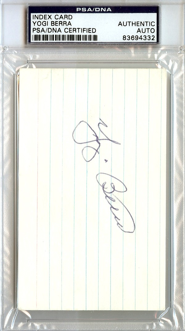 Yogi Berra: Autographed Signed 3X5 Index Card New York Yankees PSA/DNA