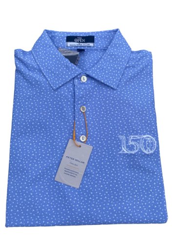 150th British Open Peter Millar Blue Paper Airplanes Pattern Performance Tech Polo 