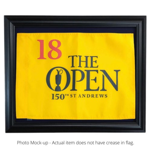 150th British Open St Andrews Framed Commemorative Yellow Pin Flag 