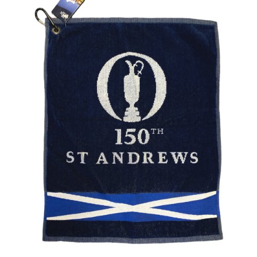 150th St Andrews British Open Navy and White Commemorative Scottish Flag Design Golf Bag Towel 