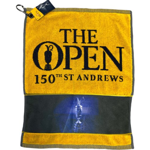 150th St Andrews British Open Yellow Commemorative Claret Jug Photo Golf Bag Towel 