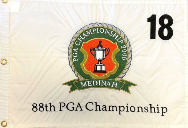 2006 88th PGA Championship Embroidered Pin Flag - Medinah - Tiger Woods Champion 