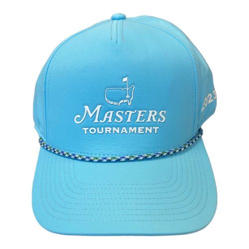2023 Masters Aqua Blue Performance Tech Rubber Appliqu Rope Hat 