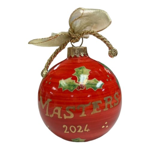 2024 Masters Hand Painted Red Ceramic Globe Ornament 