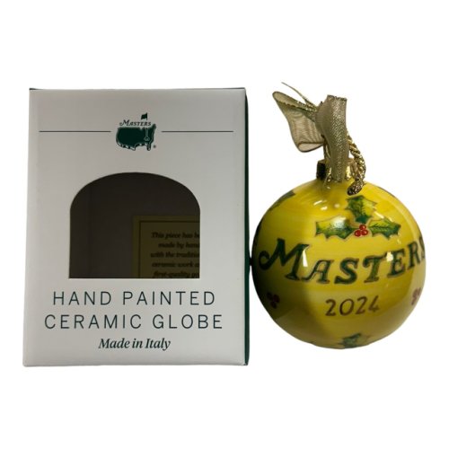 2024 Masters Hand Painted Yellow Ceramic Globe Ornament 