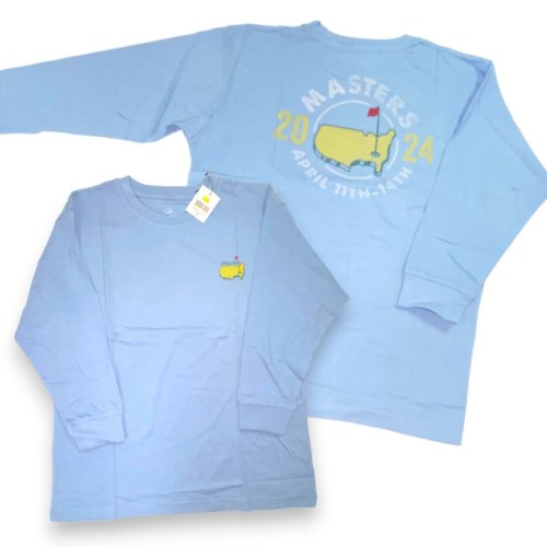 2024 Masters Kids Youth Light Blue Long Sleeve T-Shirt with Distressed Circle Graphic 
