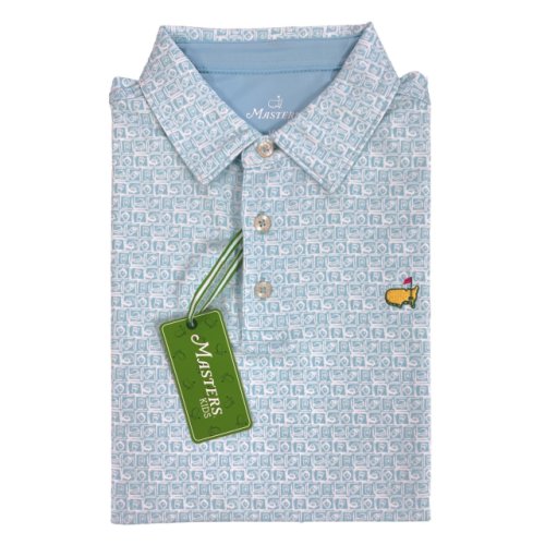 2024 Masters Kids Youth Tech Light Blue Concessions Sketch Design Performance Polo 
