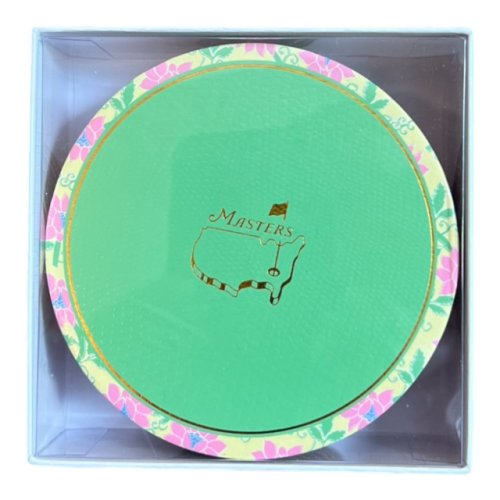 2025 Masters Green Coasters with Floral Trim - Set of 8 