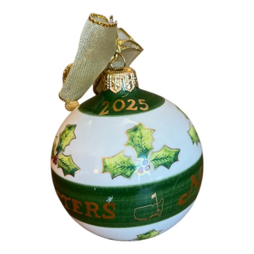 2025 Masters Hand Painted White Ceramic Globe Ornament () 