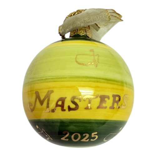 2025 Masters Hand Painted Yellow Ceramic Globe Ornament 