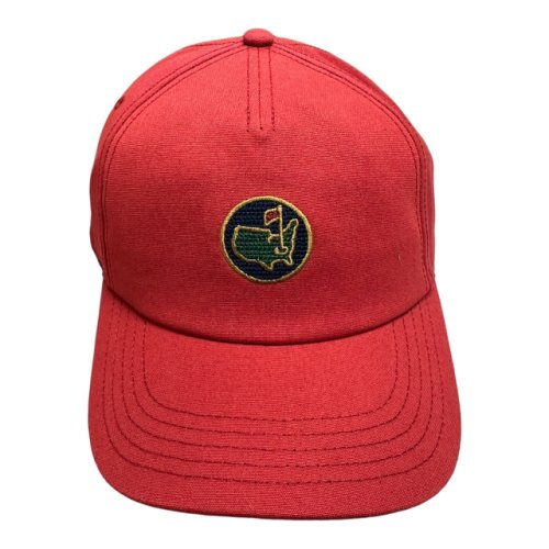 Masters 1934 Collection Red Cotton Canvas Hat with Berckmans Place Cross Stitch Logo 