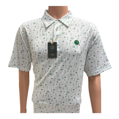 Masters 1934 Collection White Berckmans Place Logo Putting Pattern Performance Golf Shirt Polo 