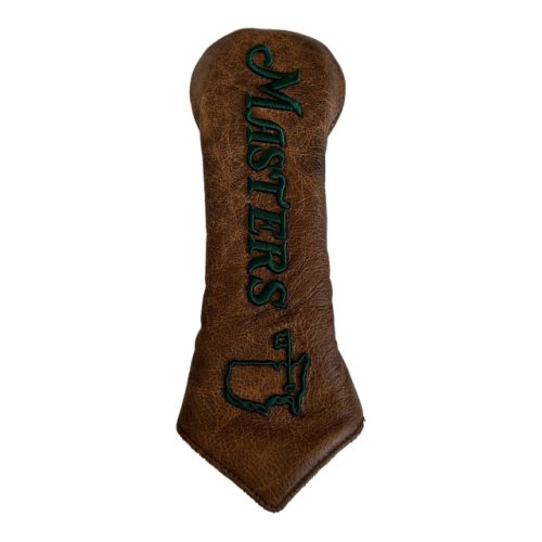 Masters Brown Premium Leather Driver Headcover with Dark Green Embroidery 