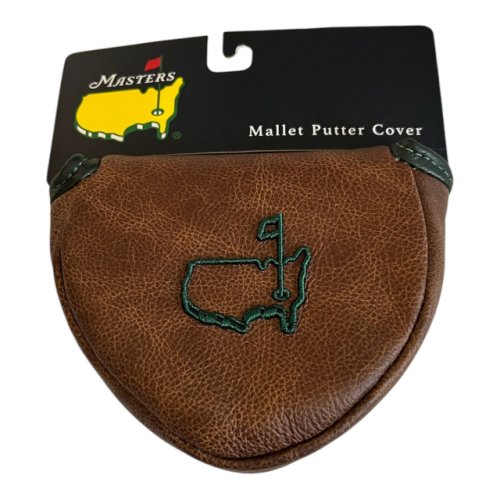 Masters Brown Premium Leather Mallet Putter Cover with Dark Green Embroidery 