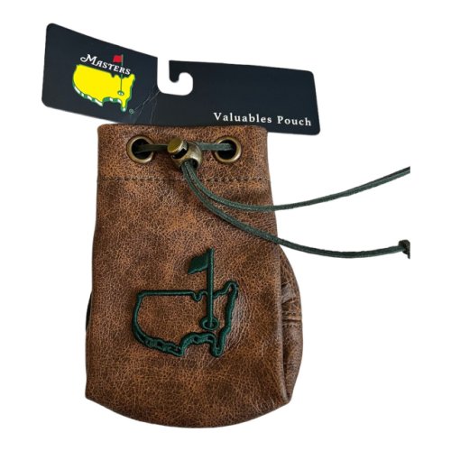 Masters Brown Premium Leather Valuables Pouch with Dark Green Embroidery 
