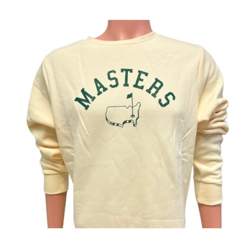 Masters Butter Yellow Cotton Blend Crewneck Sweatshirt with Dark Green Printed Logo 