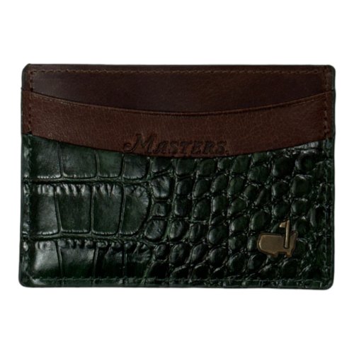 Masters by Martin Dingman Brown and Green Leather Alligator Grain Card Case 