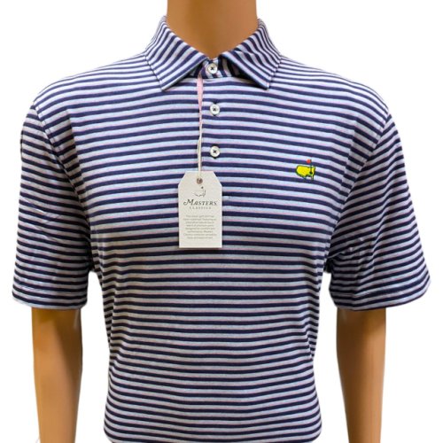 Masters Classics Light Blue, Navy, Pink and Cobalt Multi Stripe Pima Cotton Blend Polo Golf Shirt 